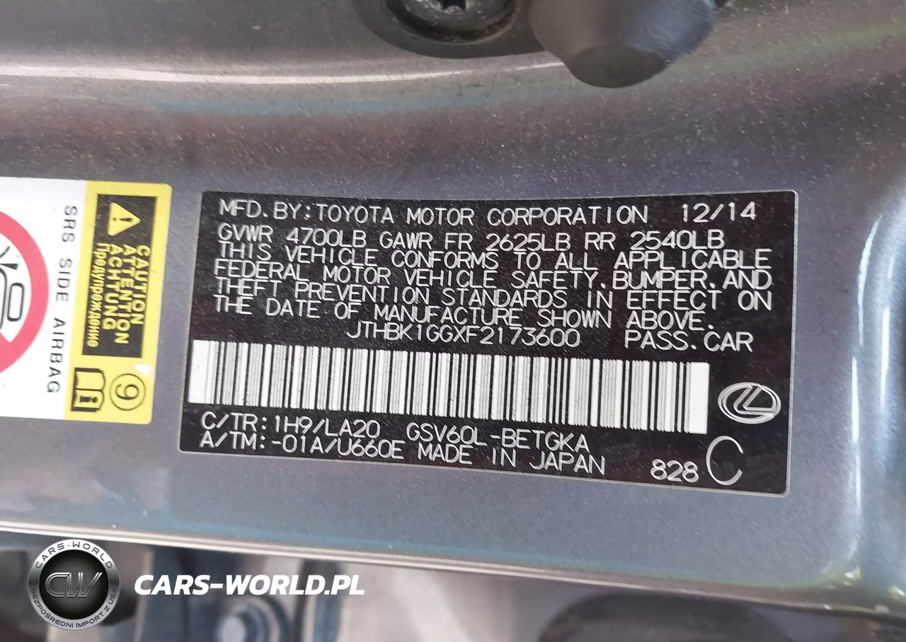 2015 Lexus Es 350 VIN:JTHBK1GGXF2173600 - 9