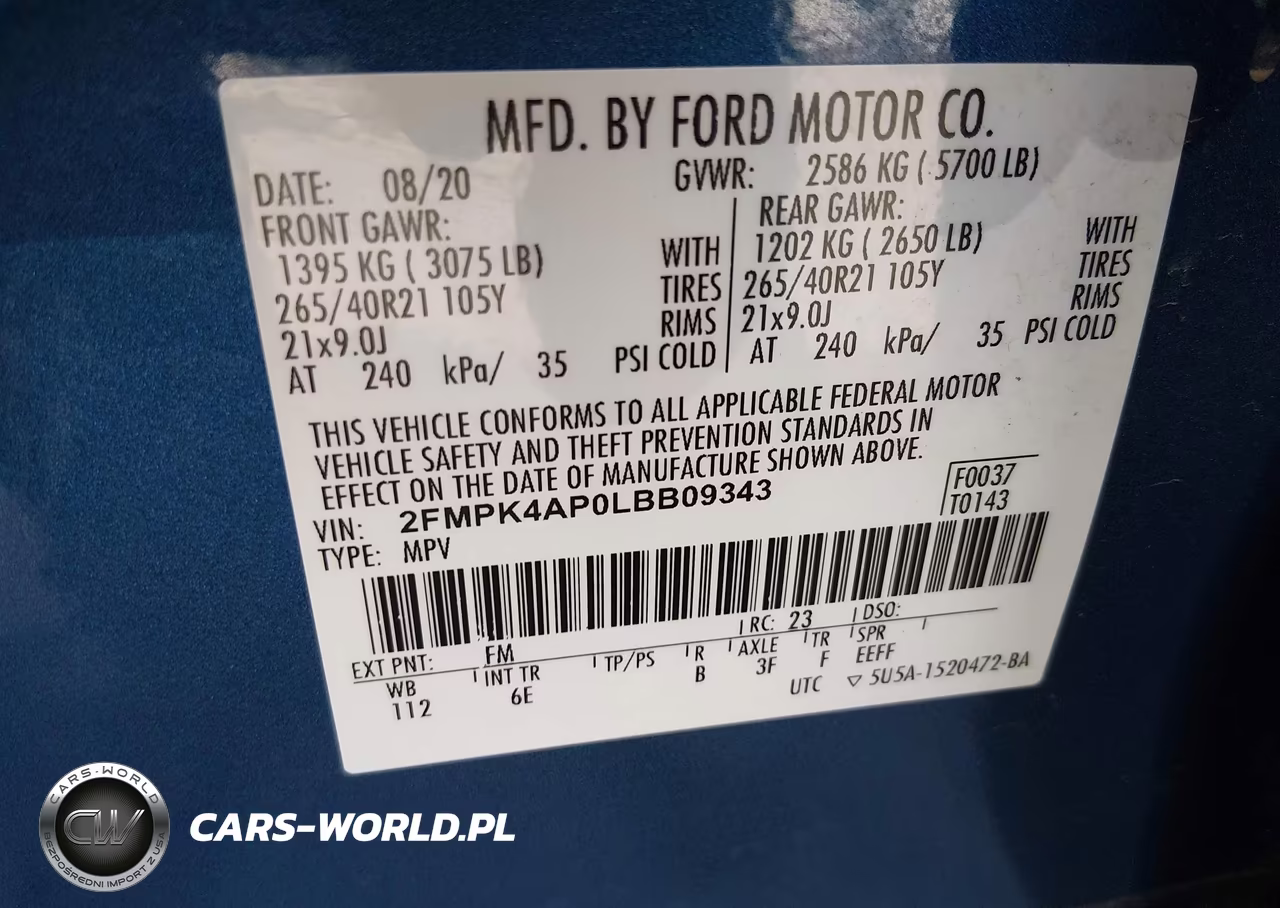 2020 Ford Edge St VIN:2FMPK4AP0LBB09343 - 9