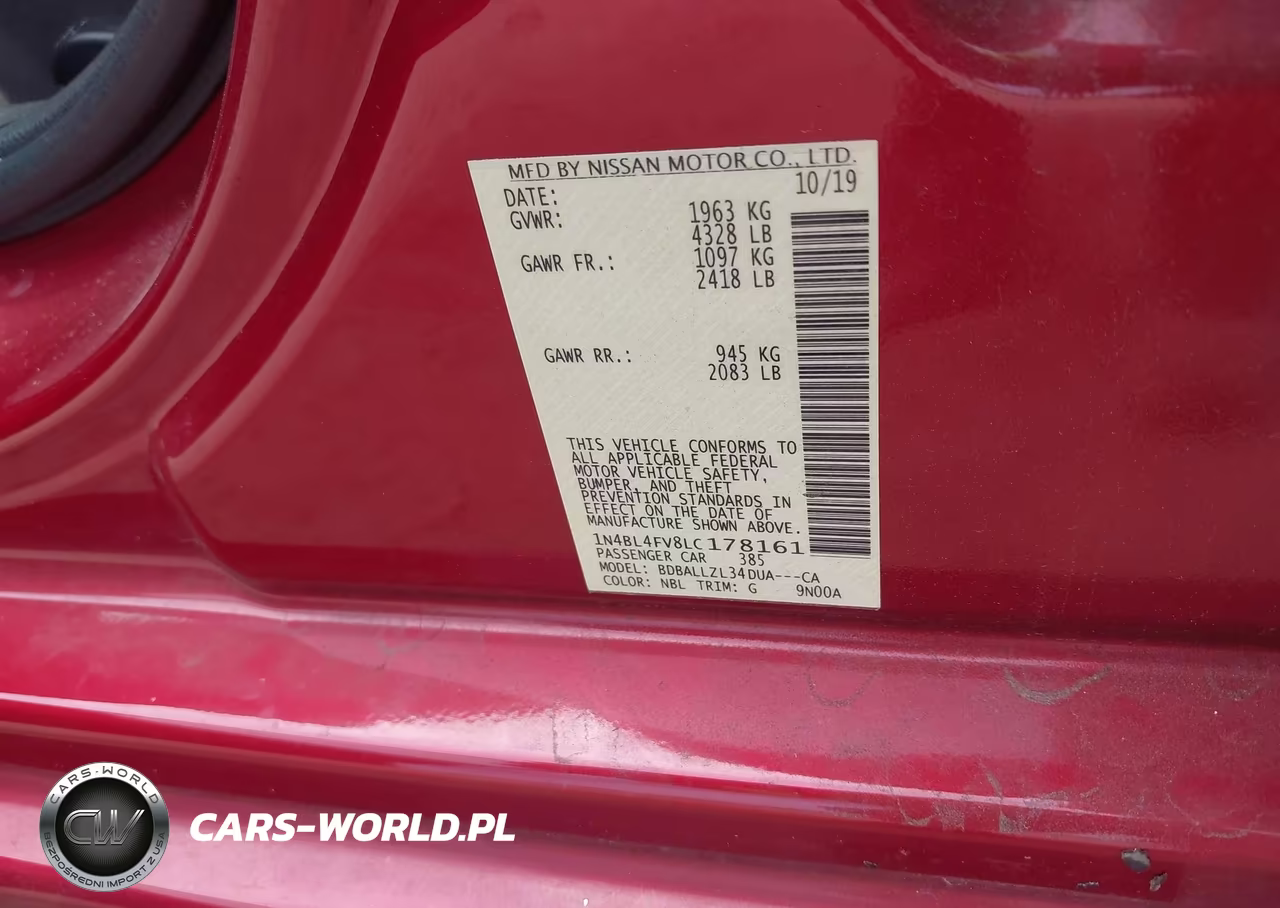 2020 Nissan Altima Platinum Fwd VIN:1N4BL4FV8LC178161 - 9
