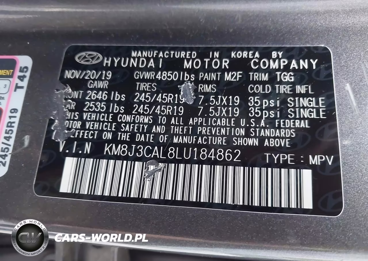 2020 Hyundai Tucson Sport VIN:KM8J3CAL8LU184862 - 9