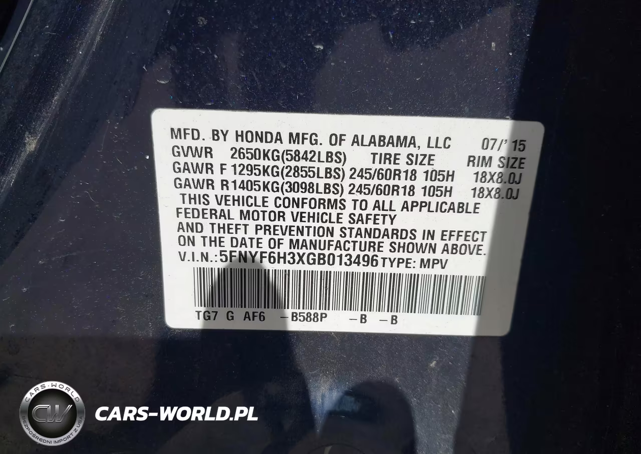 2016 Honda Pilot Ex VIN:5FNYF6H3XGB013496 - 9