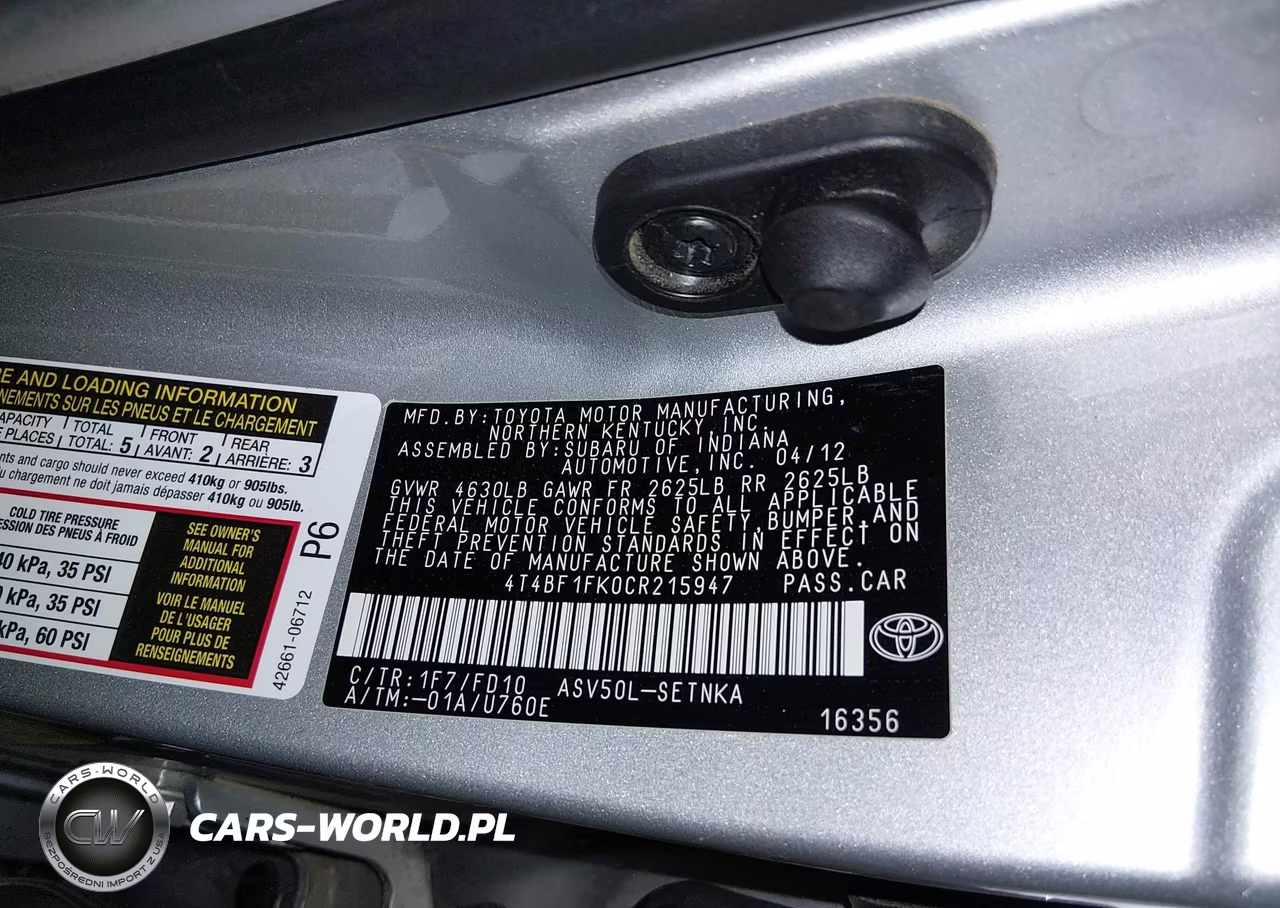2012 Toyota Camry Le VIN:4T4BF1FK0CR215947 - 9