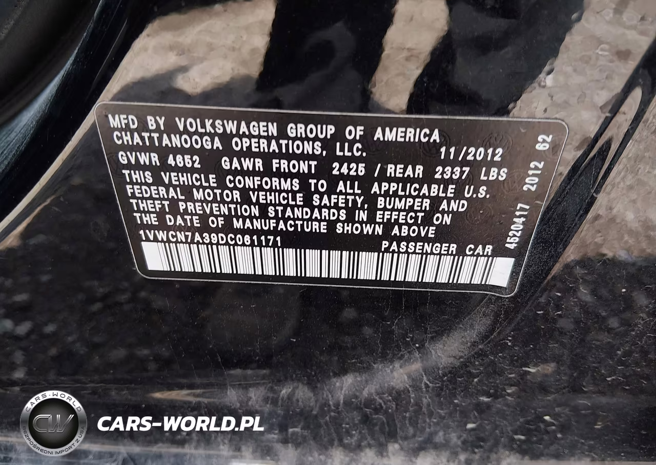 2013 Volkswagen Passat 2.0L Tdi Sel Premium VIN:1VWCN7A39DC061171 - 9