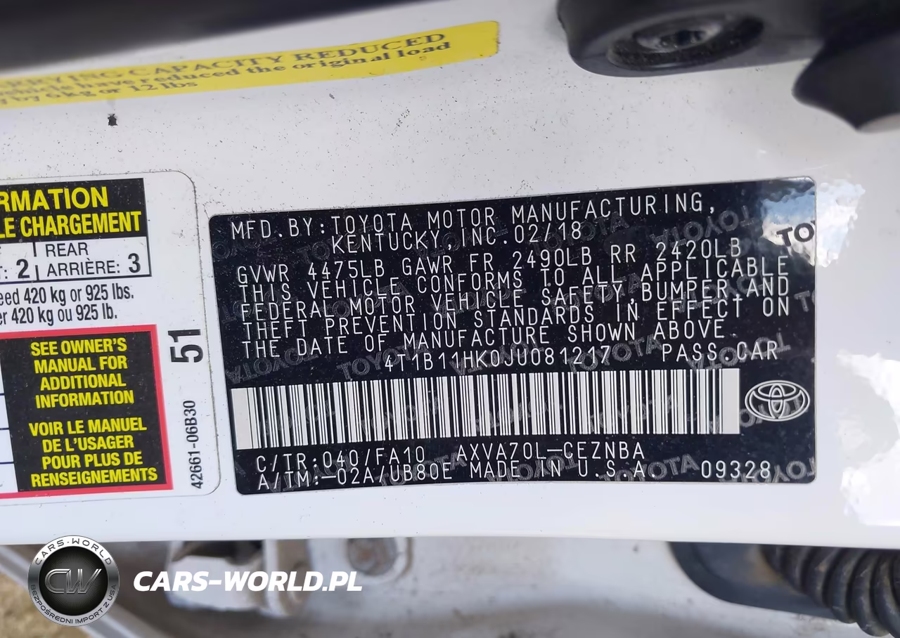2018 Toyota Camry Le VIN:4T1B11HK0JU081217 - 9