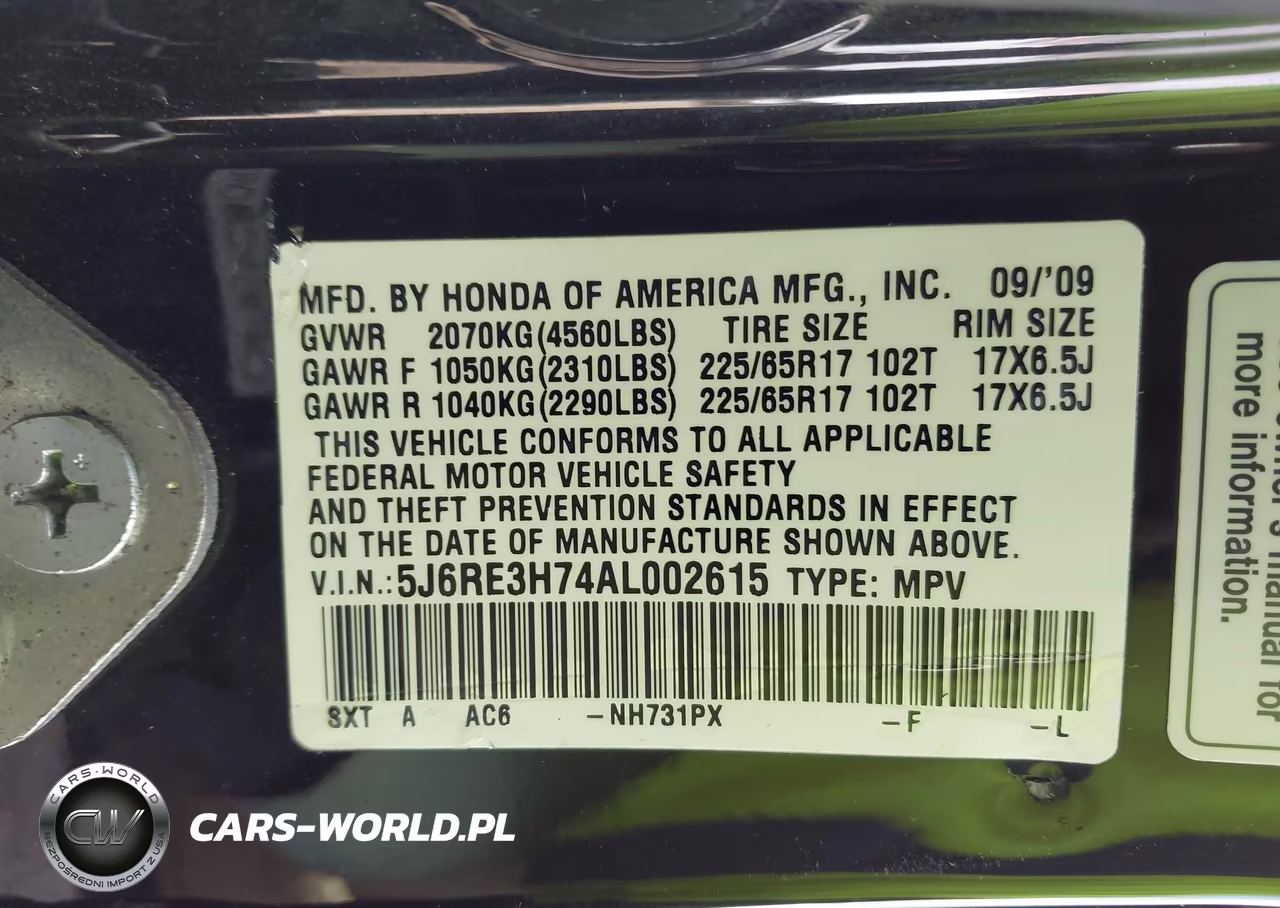 2010 Honda Cr-V Ex-L VIN:5J6RE3H74AL002615 - 9