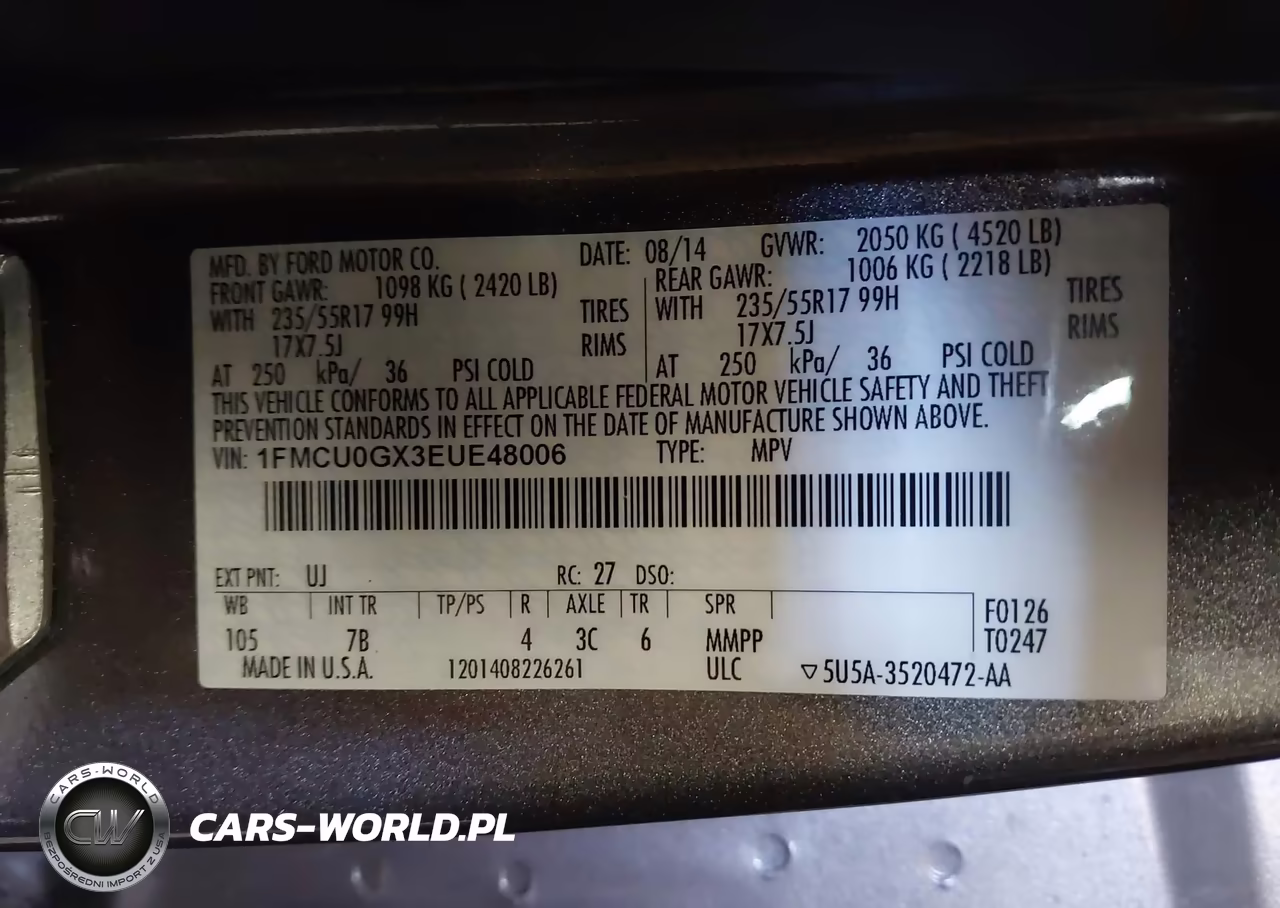 2014 Ford Escape Se VIN:1FMCU0GX3EUE48006 - 9