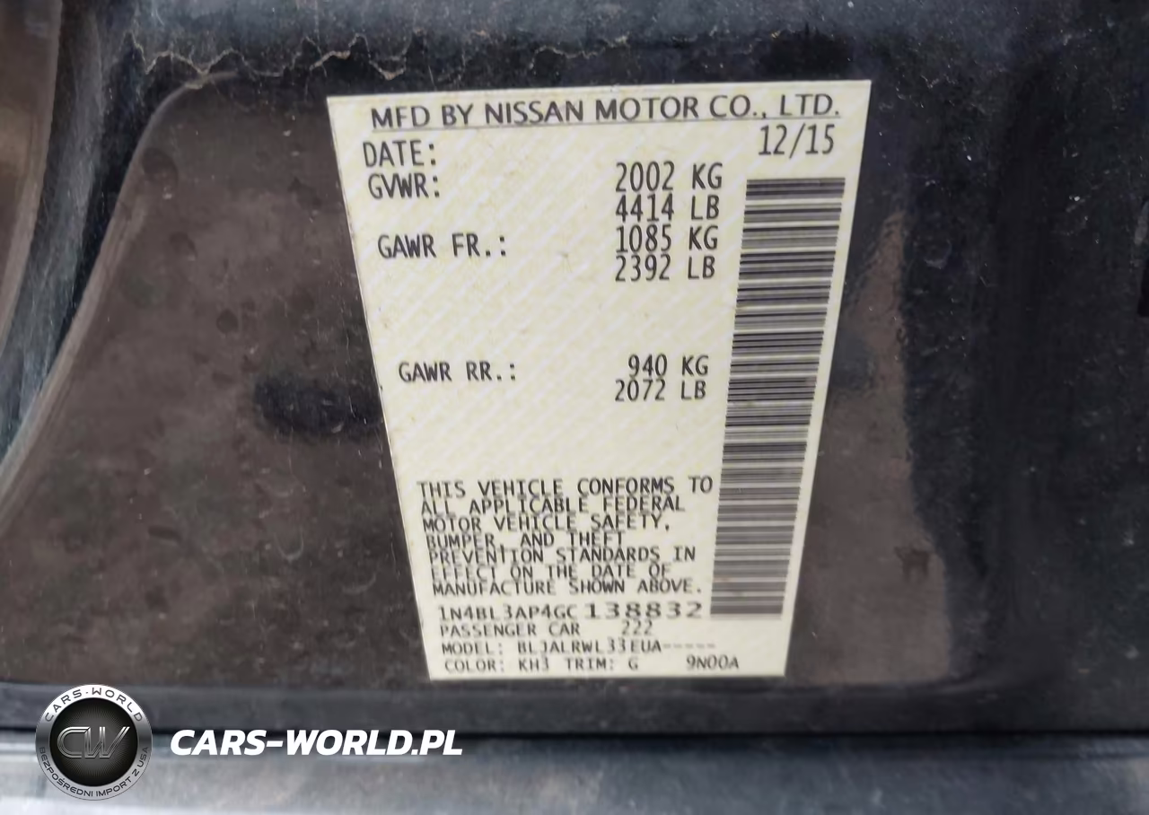 2016 Nissan Altima 3.5 Sl-3.5 Sr VIN:1N4BL3AP4GC138832 - 9
