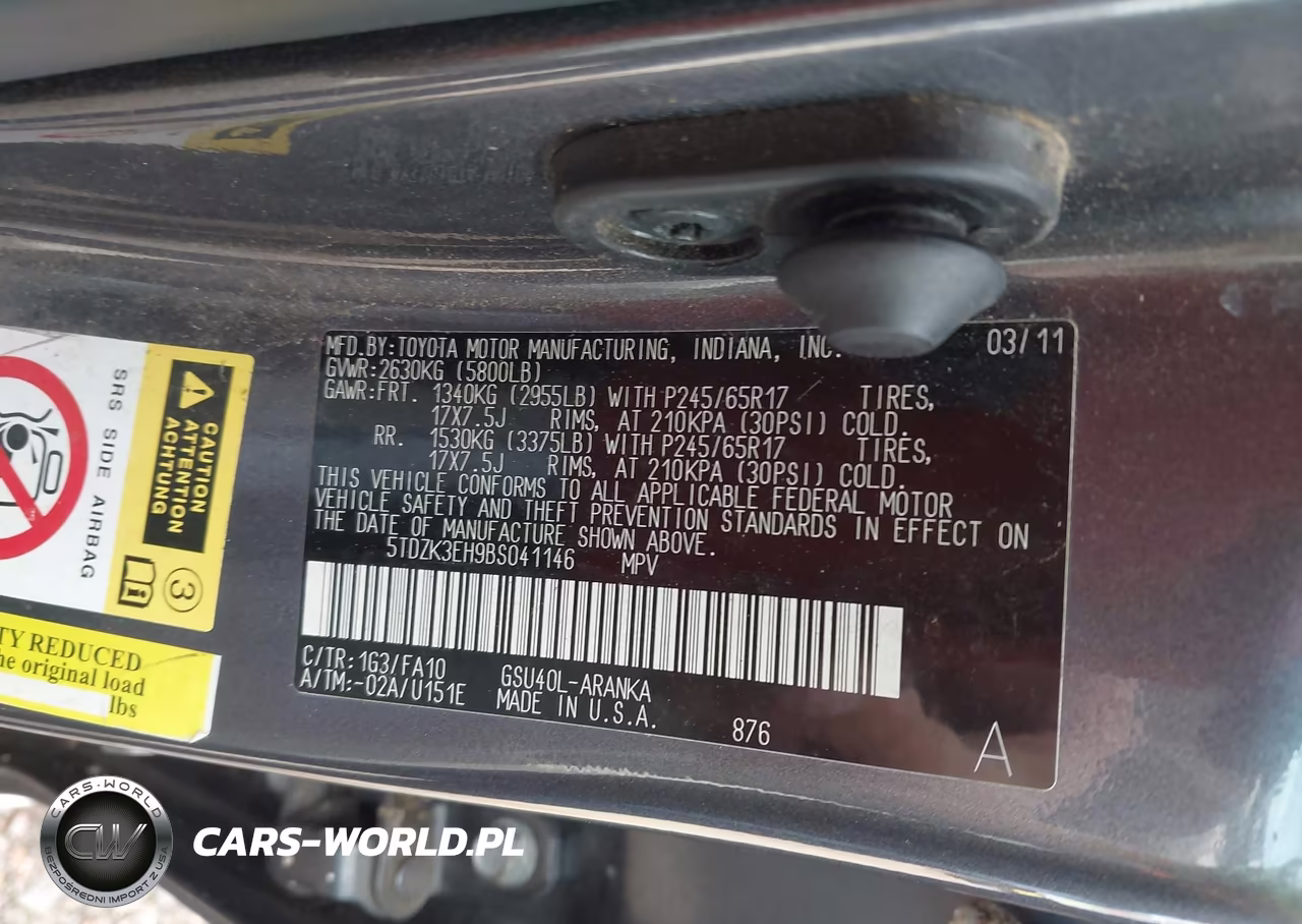 2011 Toyota Highlander Base V6 VIN:5TDZK3EH9BS041146 - 9