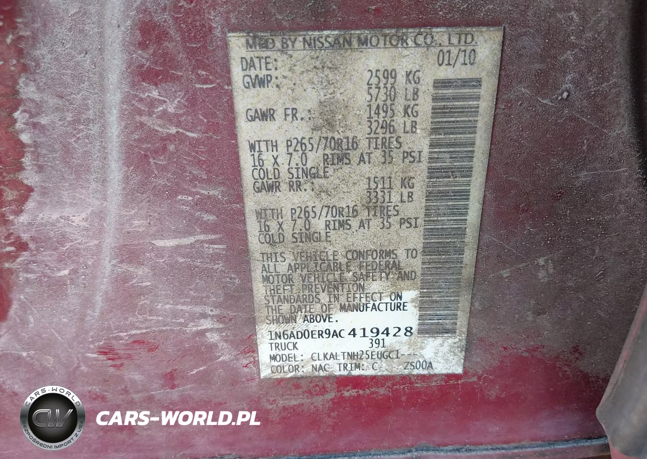 2010 Nissan Frontier Se VIN:1N6AD0ER9AC419428 - 9