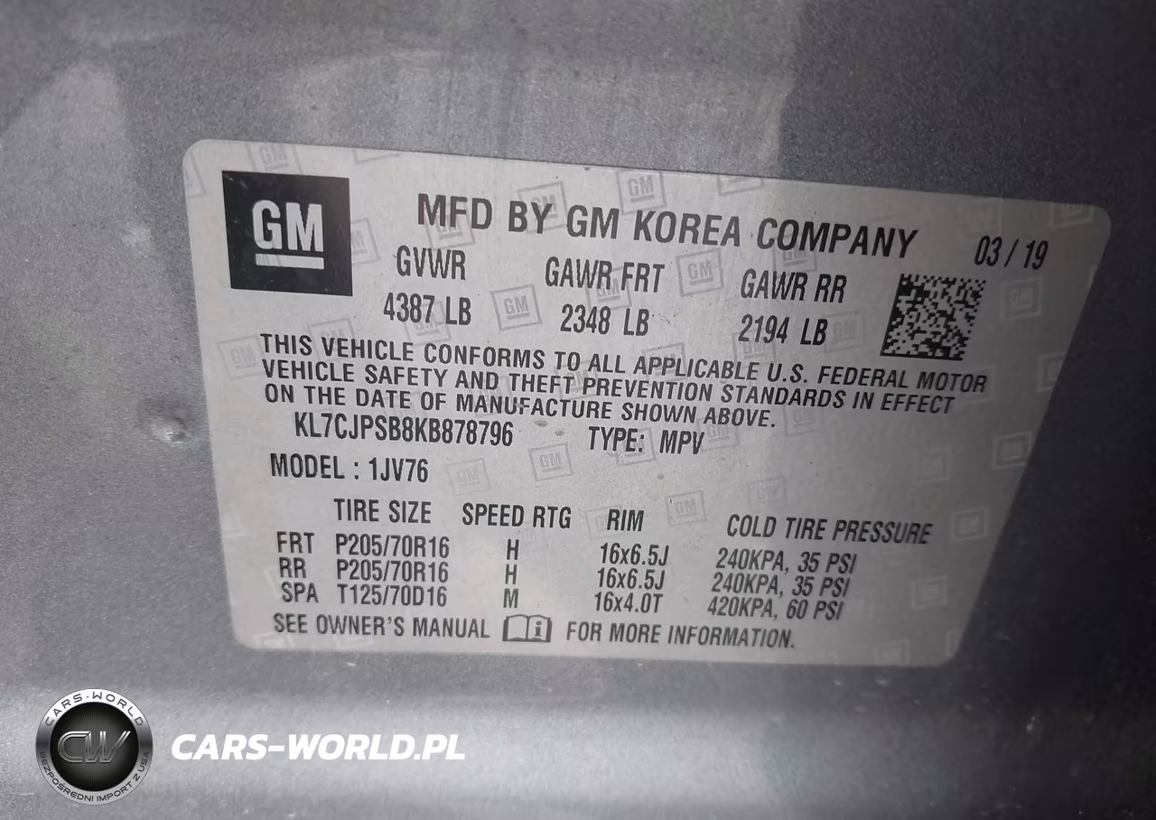 2019 Chevrolet Trax Lt VIN:KL7CJPSB8KB878796 - 9