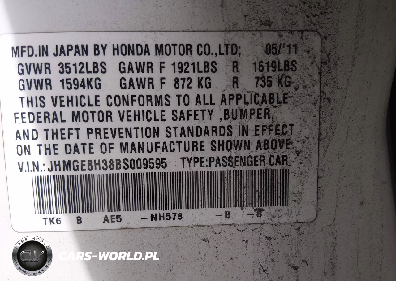 2011 Honda Fit VIN:JHMGE8H38BS009595 - 9