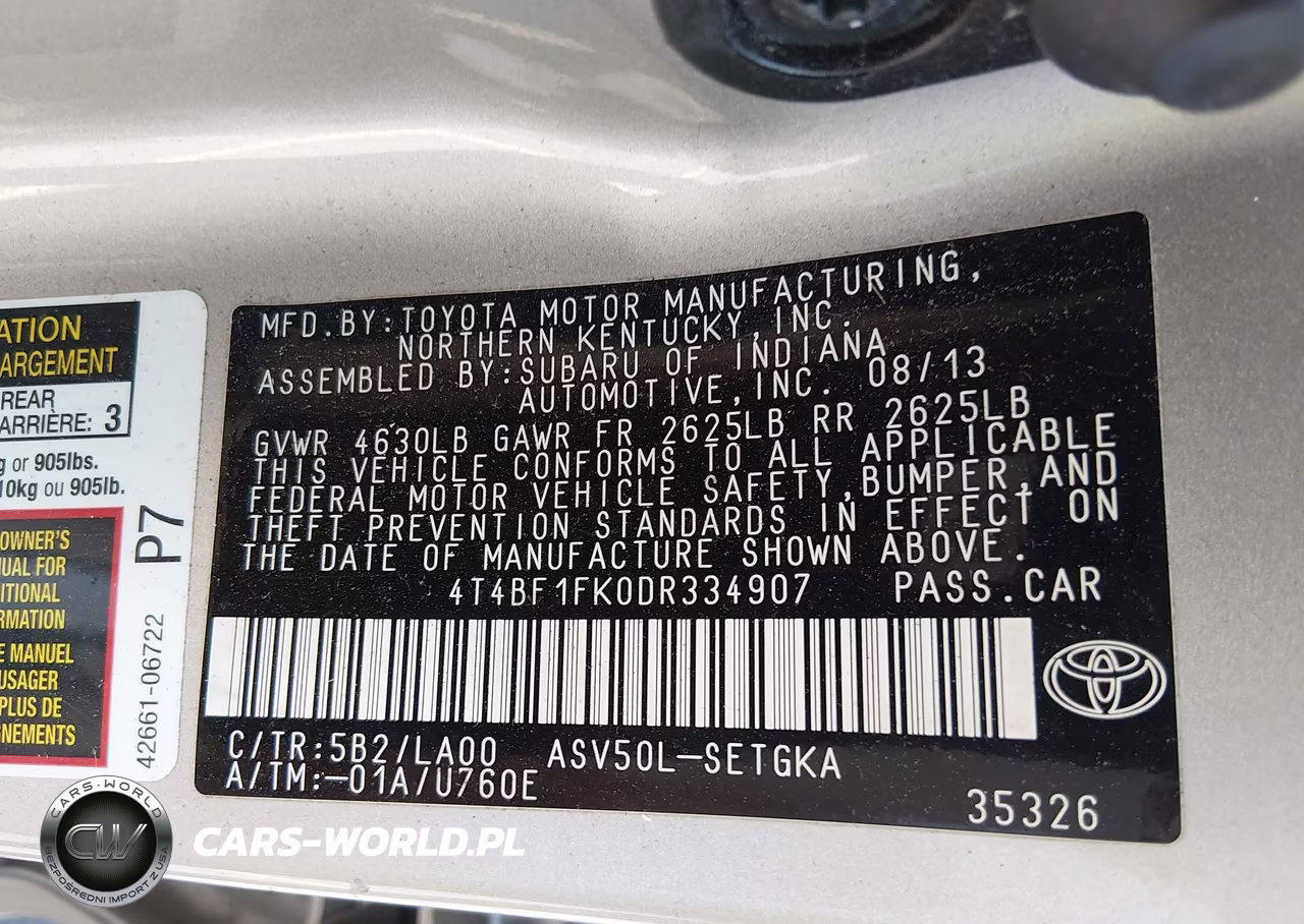 2013 Toyota Camry Xle VIN:4T4BF1FK0DR334907 - 9