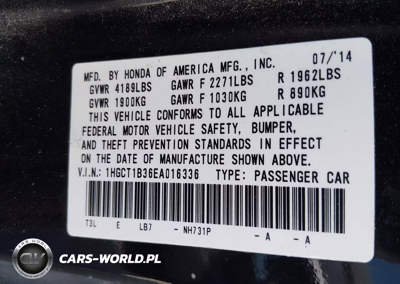 2014 Honda Accord Lx-S VIN:1HGCT1B36EA016336 - 9