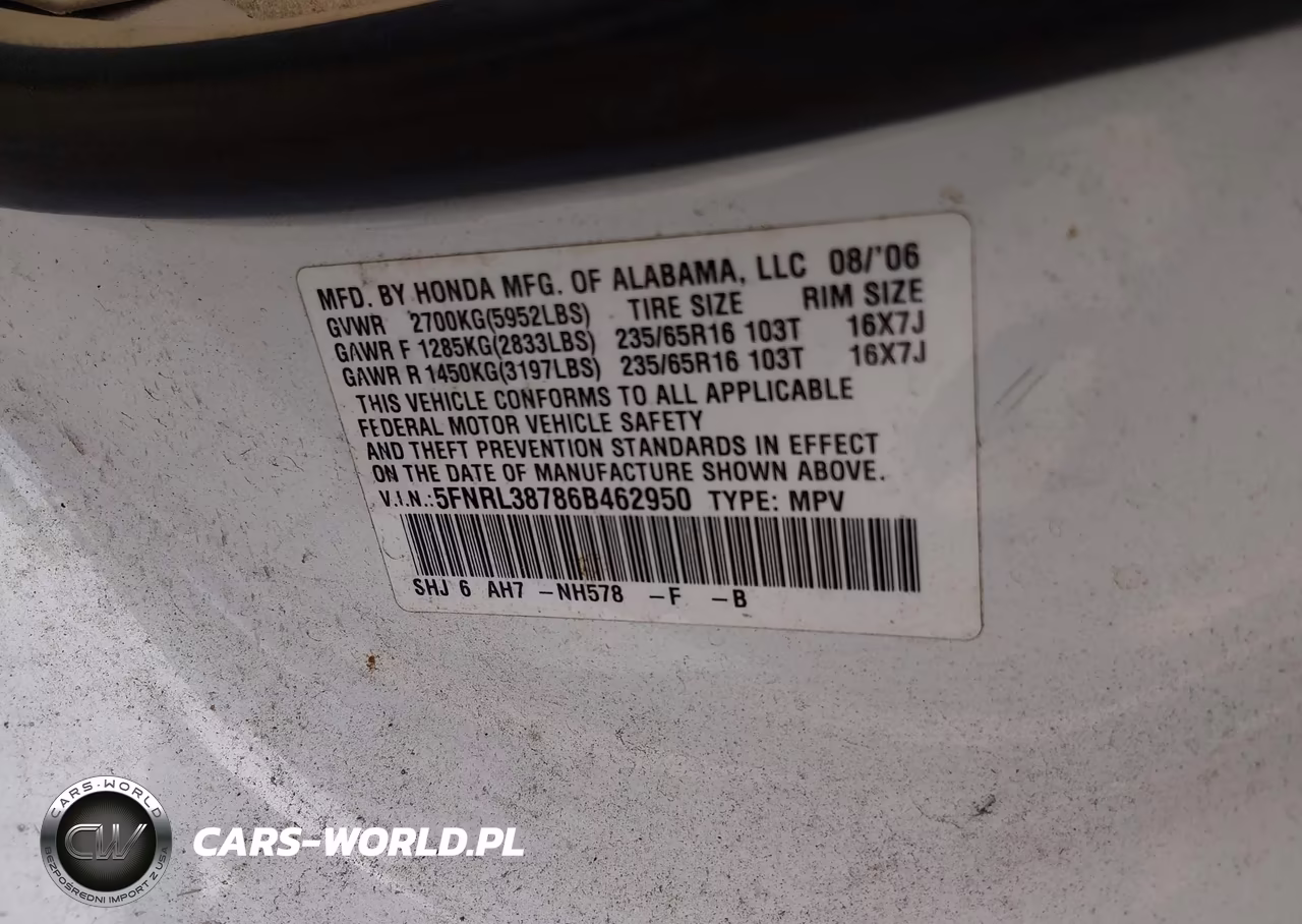 2006 Honda Odyssey Ex-L VIN:5FNRL38786B462950 - 9