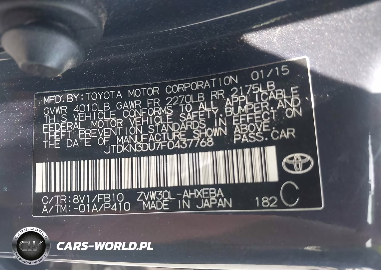 2015 Toyota Prius Two VIN:JTDKN3DU7F0437768 - 9