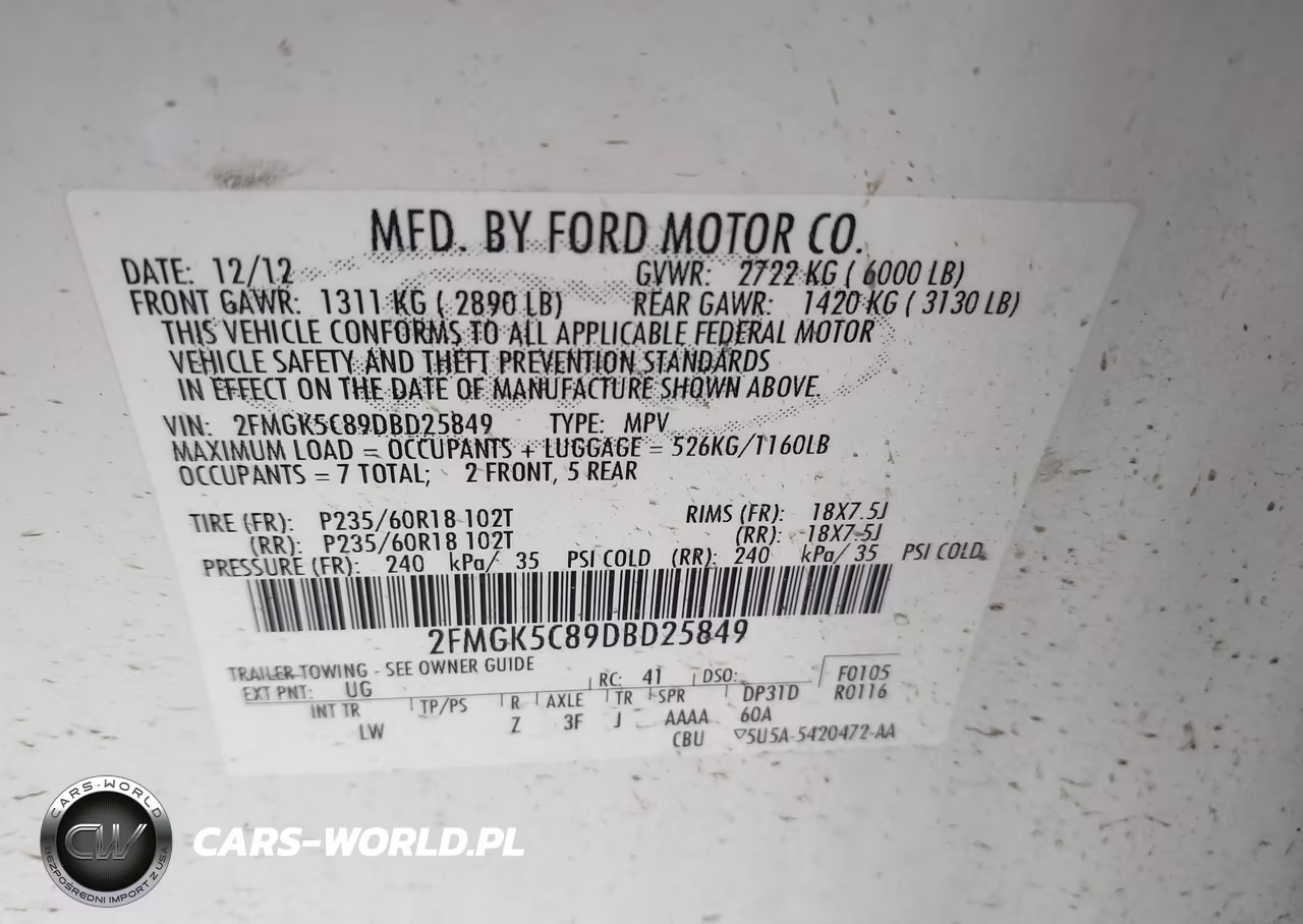 2013 Ford Flex Sel VIN:2FMGK5C89DBD25849 - 9
