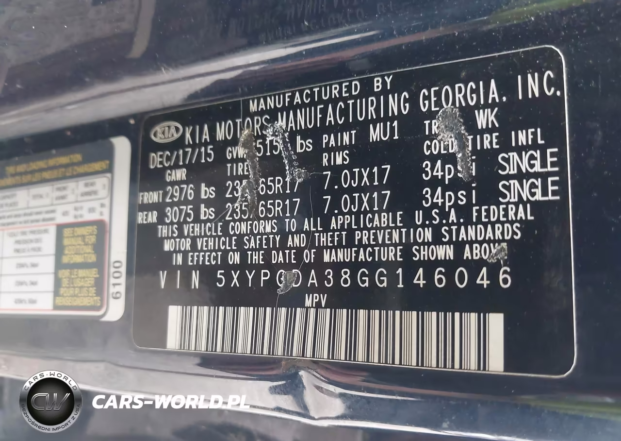 2016 Kia Sorento 2.4L Lx VIN:5XYPGDA38GG146046 - 9