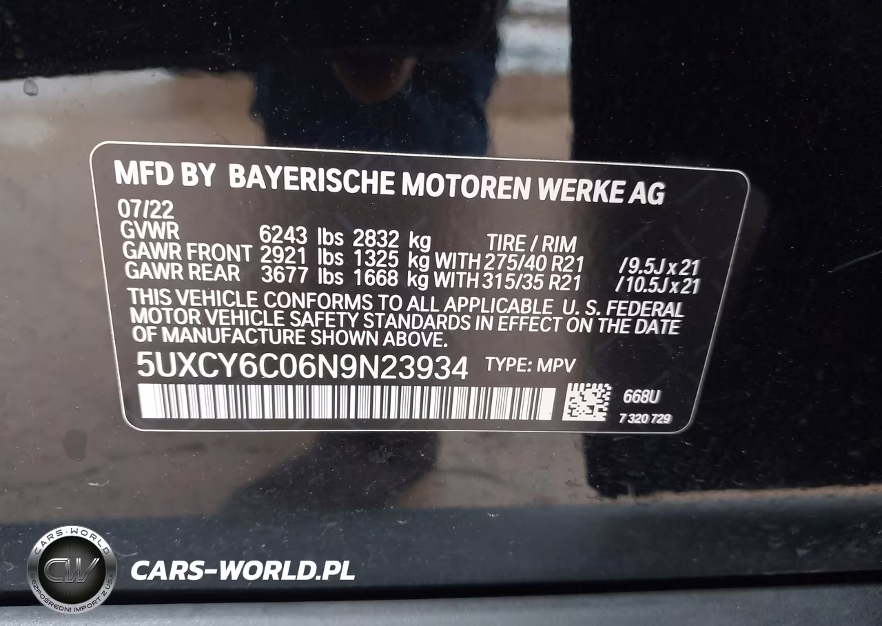 2022 BMW X6 xDrive40I VIN:5UXCY6C06N9N23934 - 9