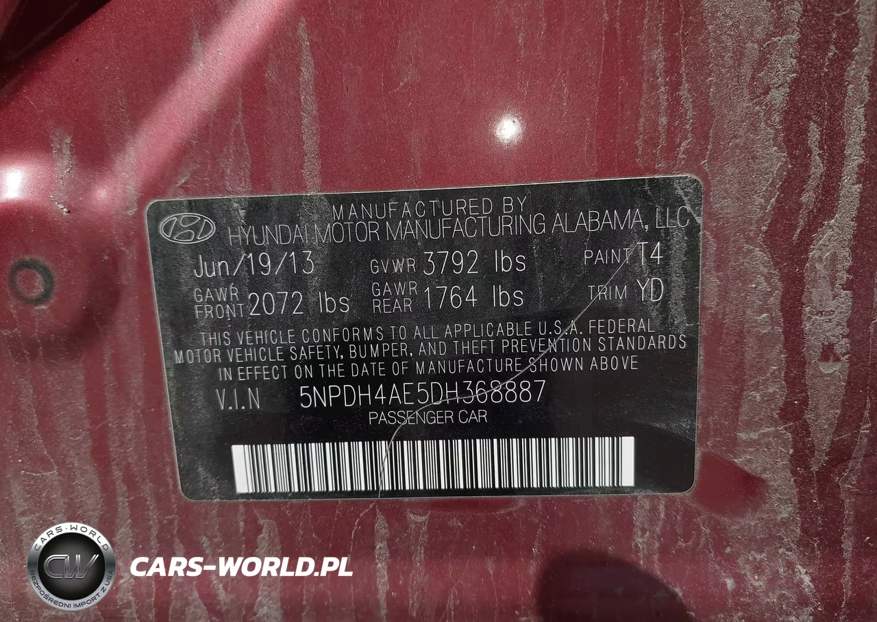 2013 Hyundai Elantra Gls VIN:5NPDH4AE5DH368887 - 9