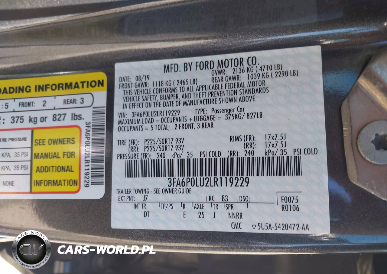 2020 Ford Fusion Hybrid Se VIN:3FA6P0LU2LR119229 - 9