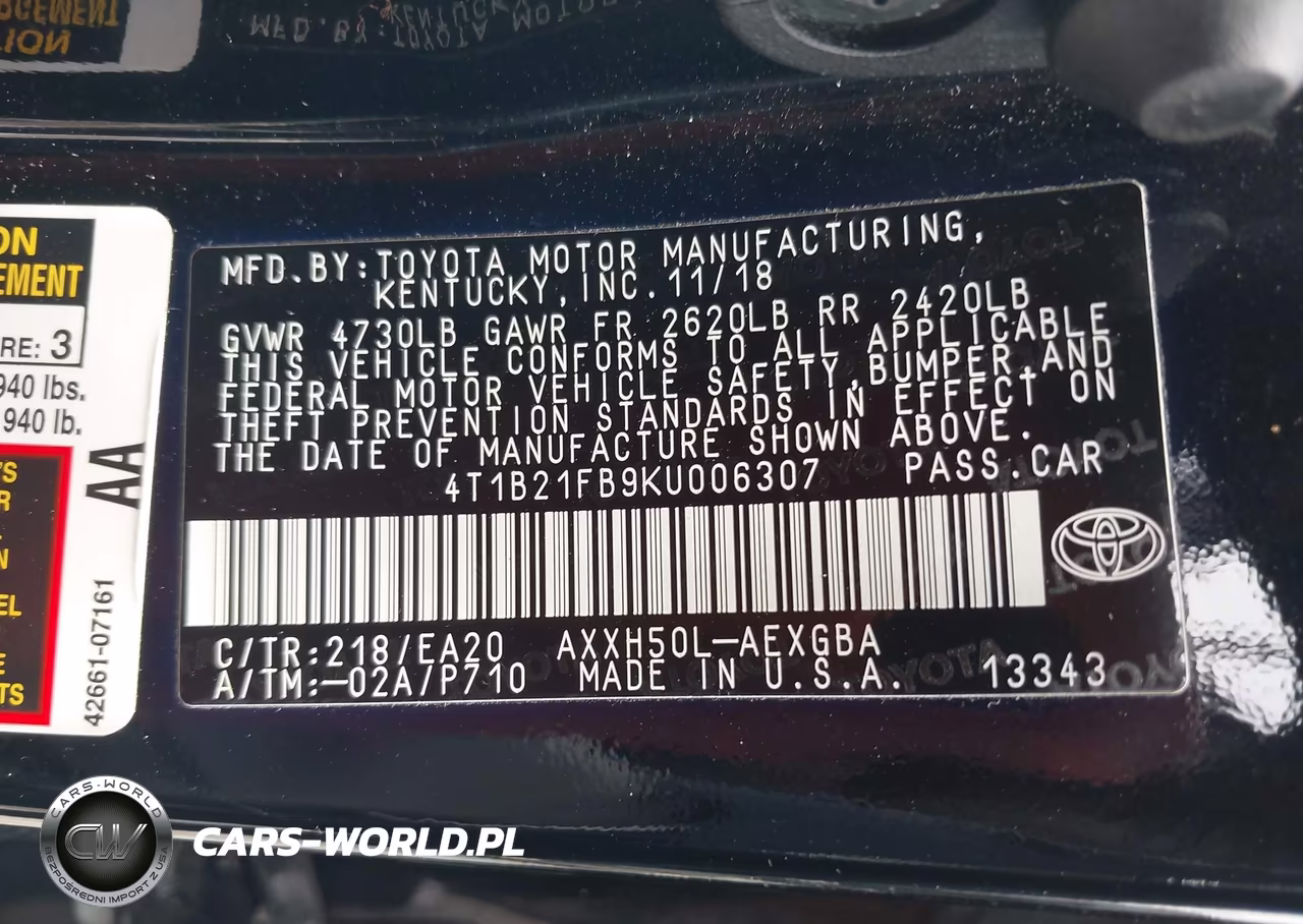 2019 Toyota Avalon Hybrid Xle VIN:4T1B21FB9KU006307 - 9