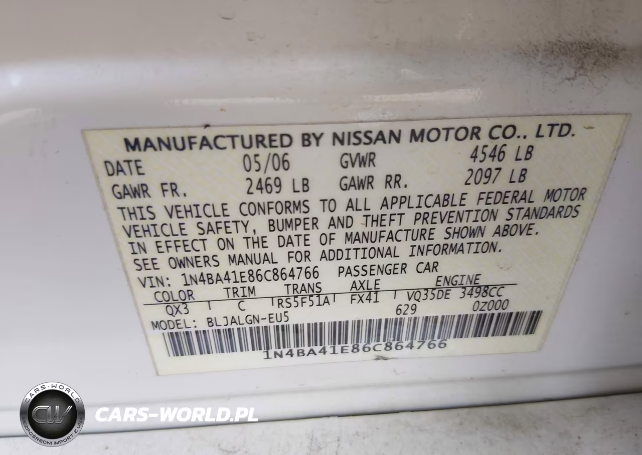2006 Nissan Maxima 3.5 Sl VIN:1N4BA41E86C864766 - 9