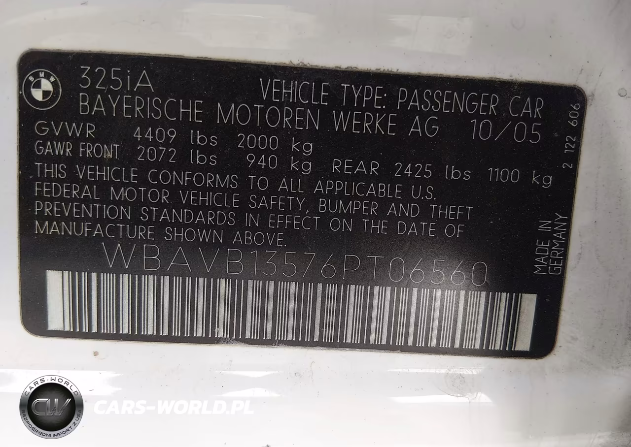 2006 BMW 325I VIN:WBAVB13576PT06560 - 9