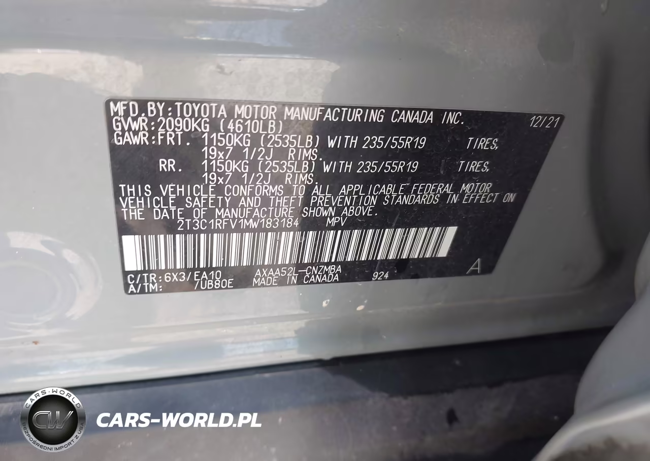 2021 Toyota Rav4 Xle Premium VIN:2T3C1RFV1MW183184 - 9