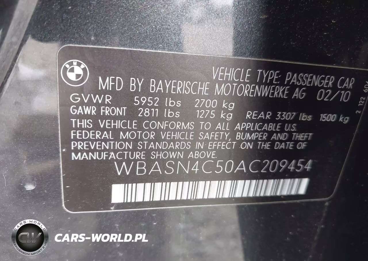 2010 BMW 550I Gran Turismo VIN:WBASN4C50AC209454 - 9