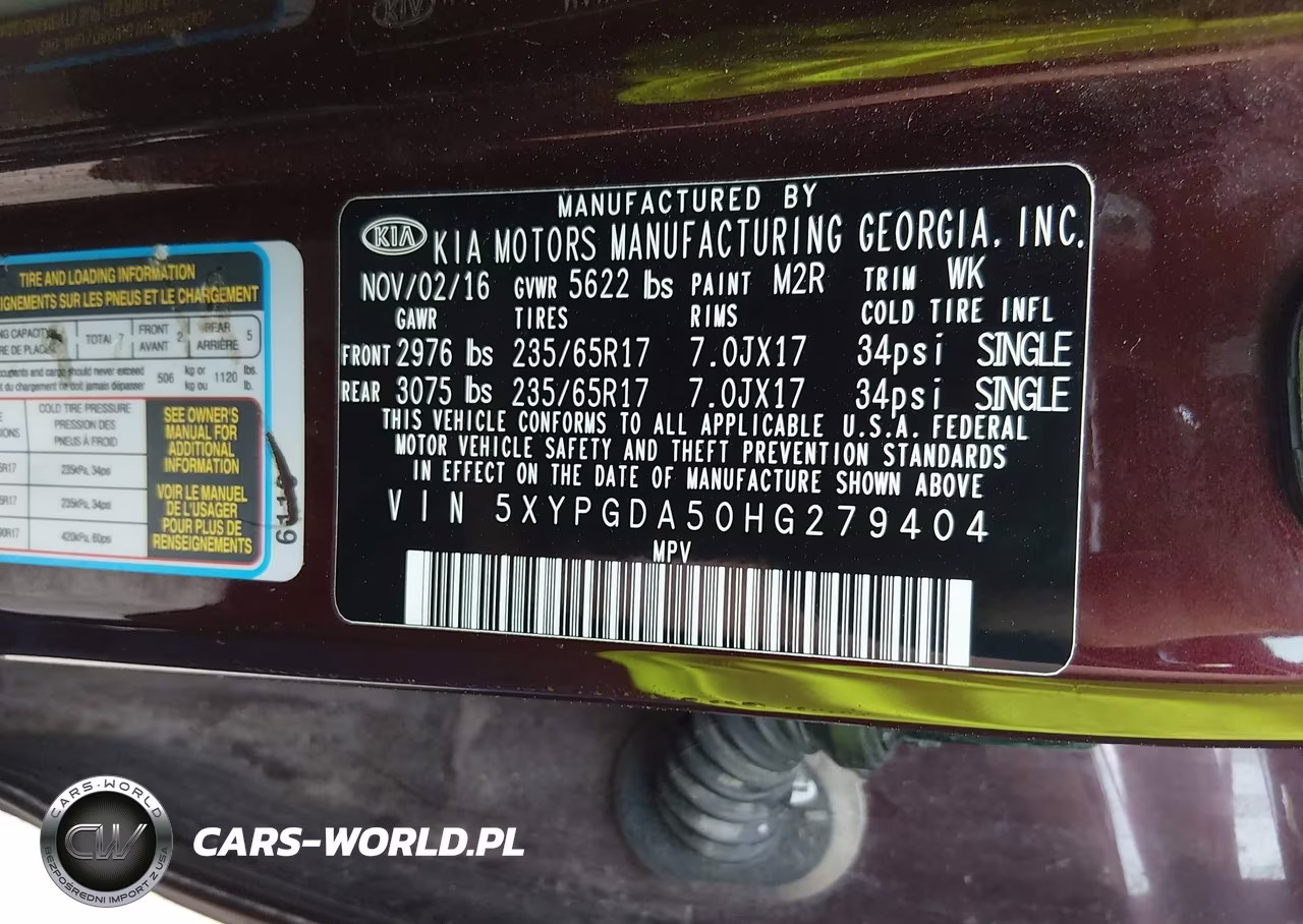 2017 Kia Sorento 3.3L Lx VIN:5XYPGDA50HG279404 - 9