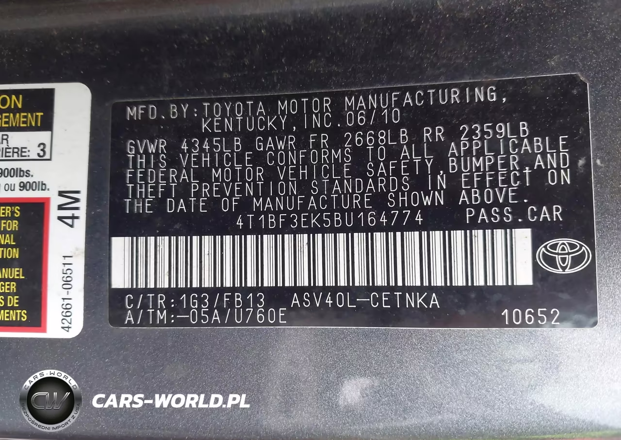 2011 Toyota Camry Le VIN:4T1BF3EK5BU164774 - 9