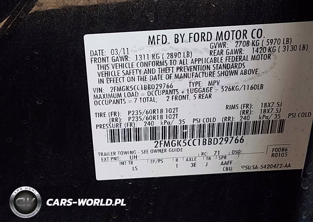 2011 Ford Flex Sel VIN:2FMGK5CC1BBD29766 - 9