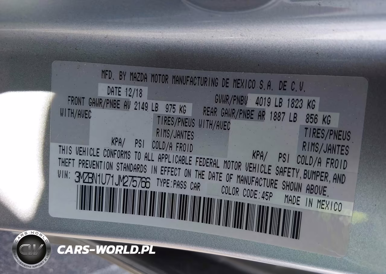 2018 Mazda Mazda3 Sport VIN:3MZBN1U71JM275766 - 9