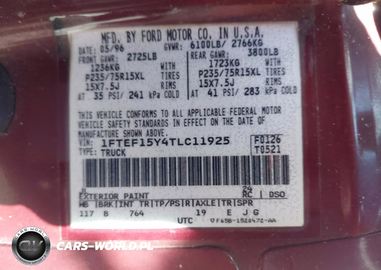 1996 Ford F150 VIN:1FTEF15Y4TLC11925 - 9