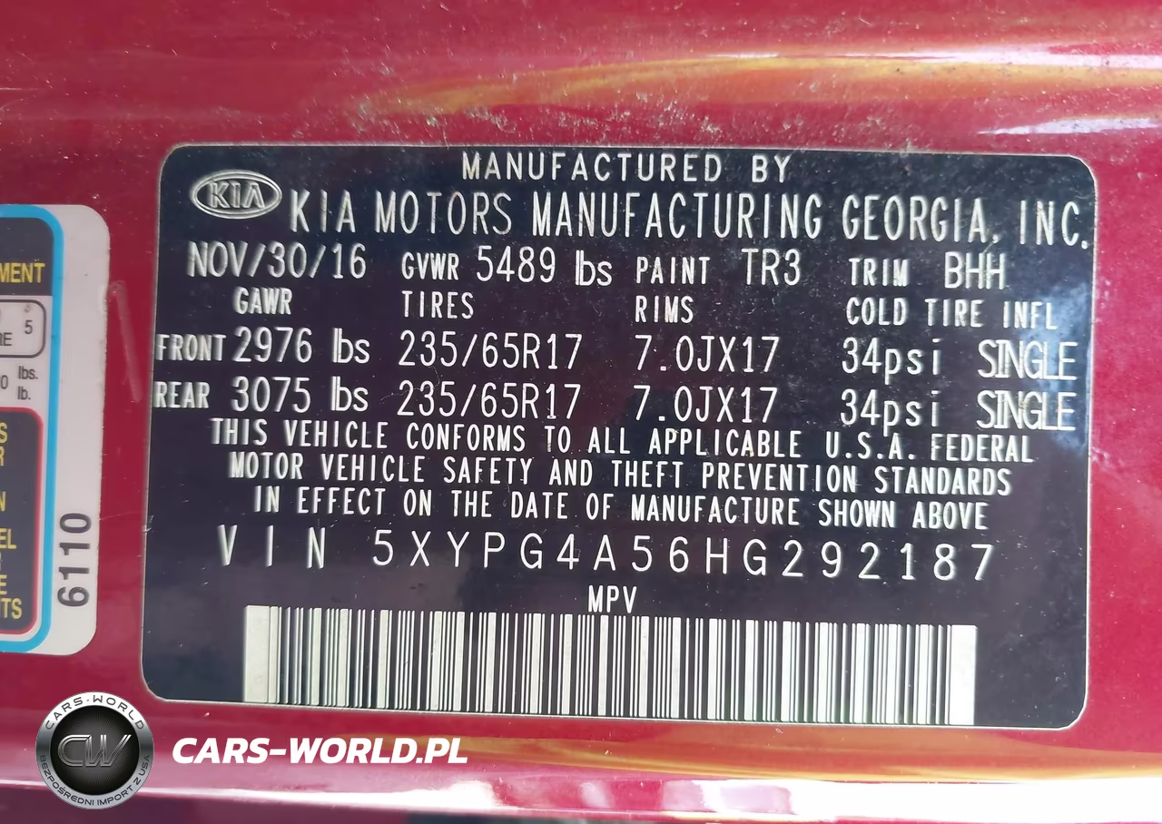 2017 Kia Sorento 3.3L Lx VIN:5XYPG4A56HG292187 - 9