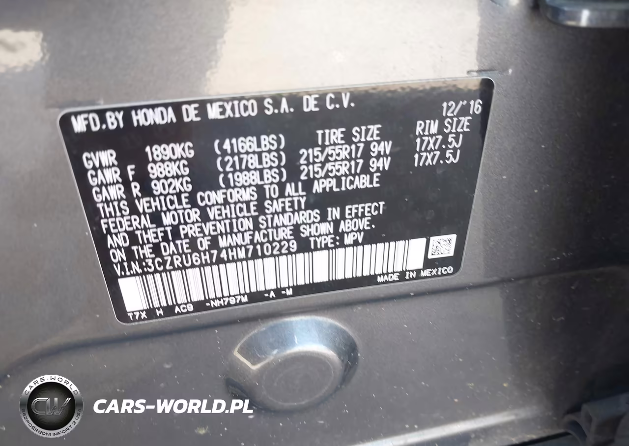 2017 Honda Hr-V Ex-L VIN:3CZRU6H74HM710229 - 9
