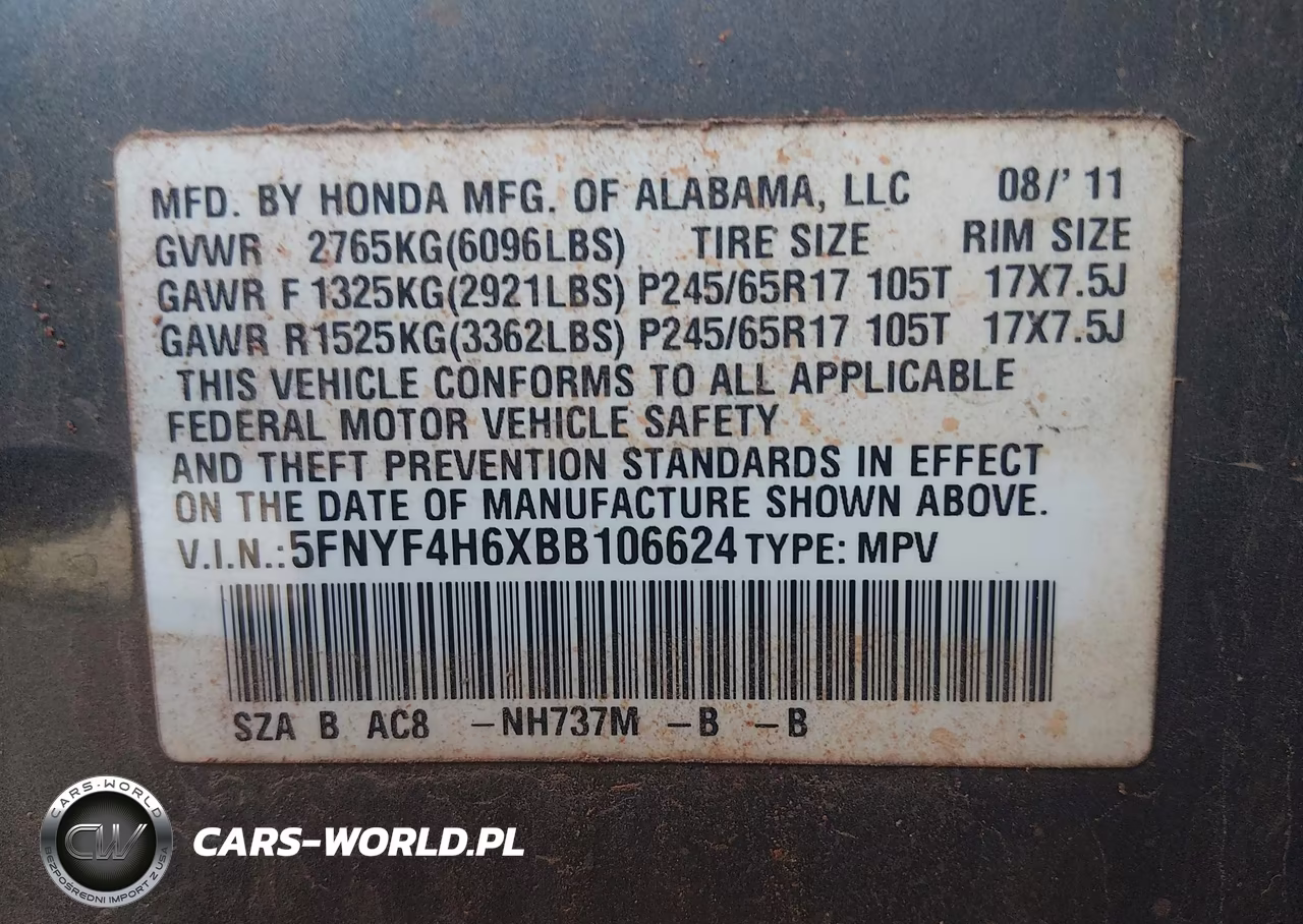 2011 Honda Pilot Ex-L VIN:5FNYF4H6XBB106624 - 9