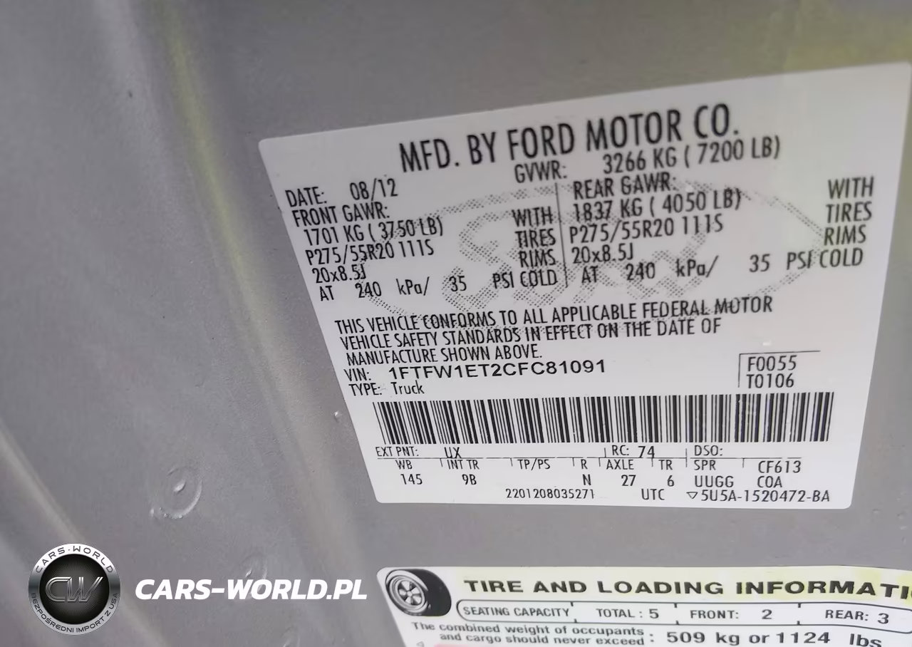 2012 Ford F-150 Platinum VIN:1FTFW1ET2CFC81091 - 9