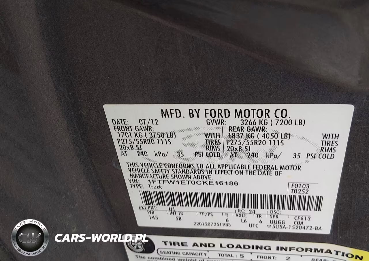 2012 Ford F-150 Fx4 VIN:1FTFW1ET0CKE16186 - 9