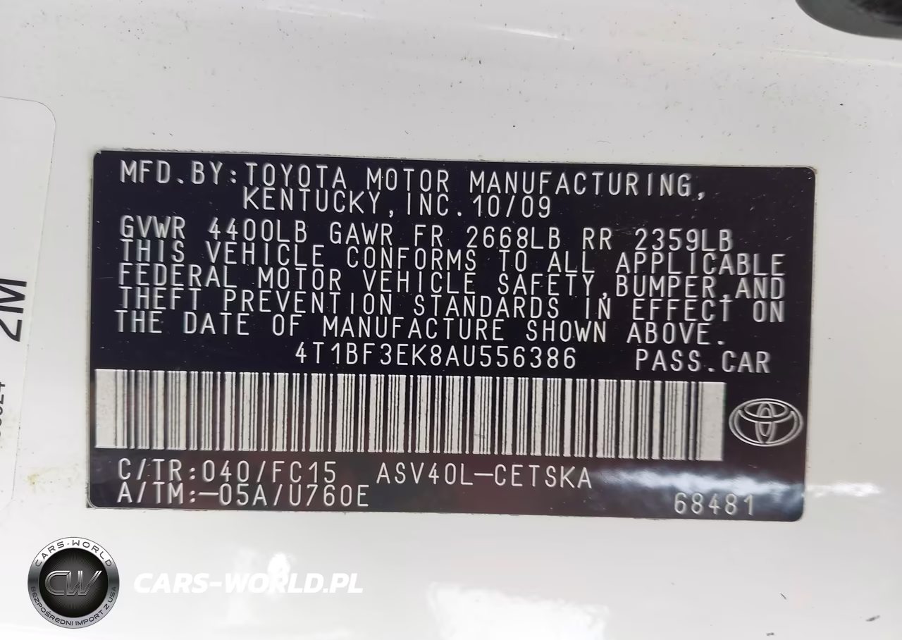 2010 Toyota Camry Se VIN:4T1BF3EK8AU556386 - 9