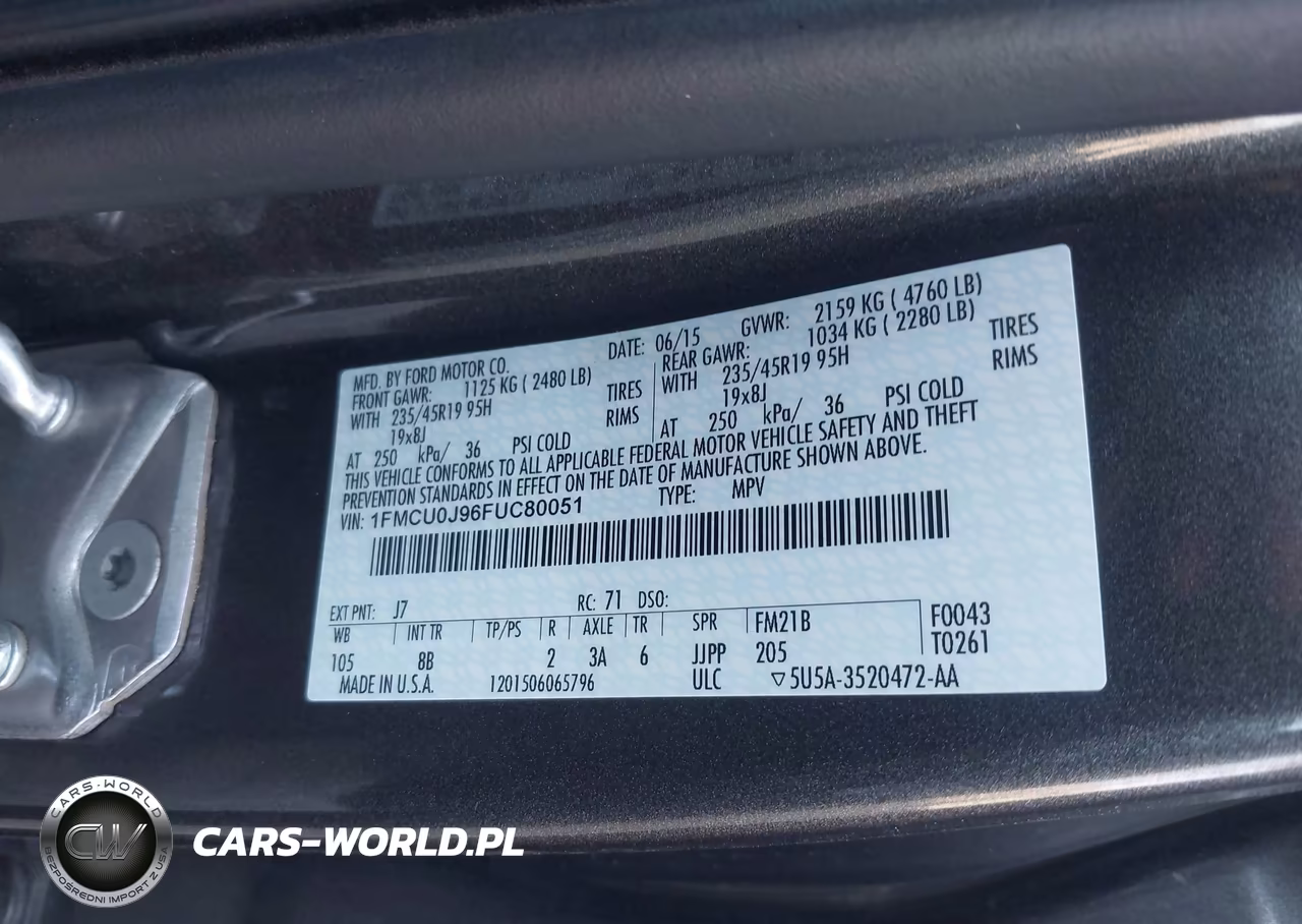 2015 Ford Escape Titanium VIN:1FMCU0J96FUC80051 - 9