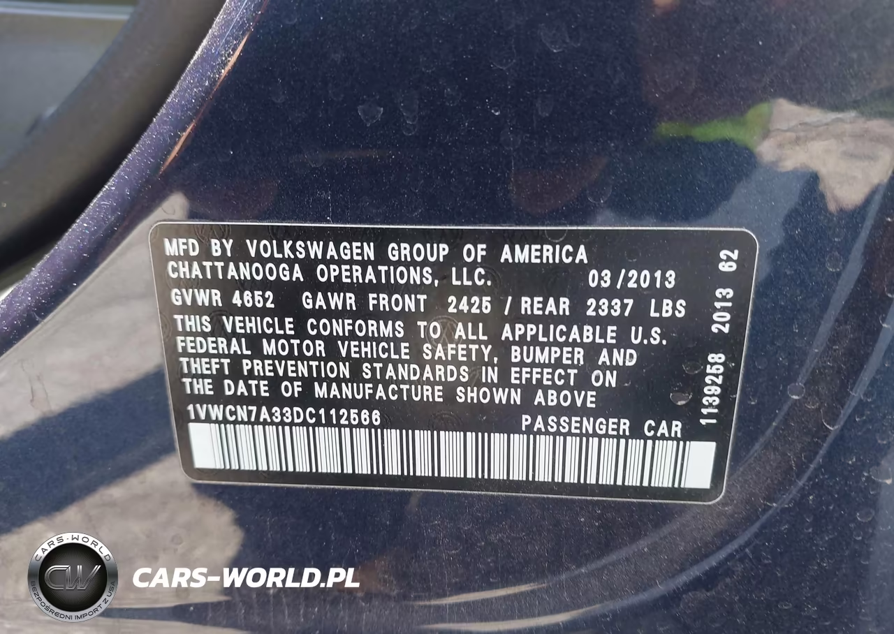 2013 Volkswagen Passat 2.0L Tdi Sel Premium VIN:1VWCN7A33DC112566 - 9