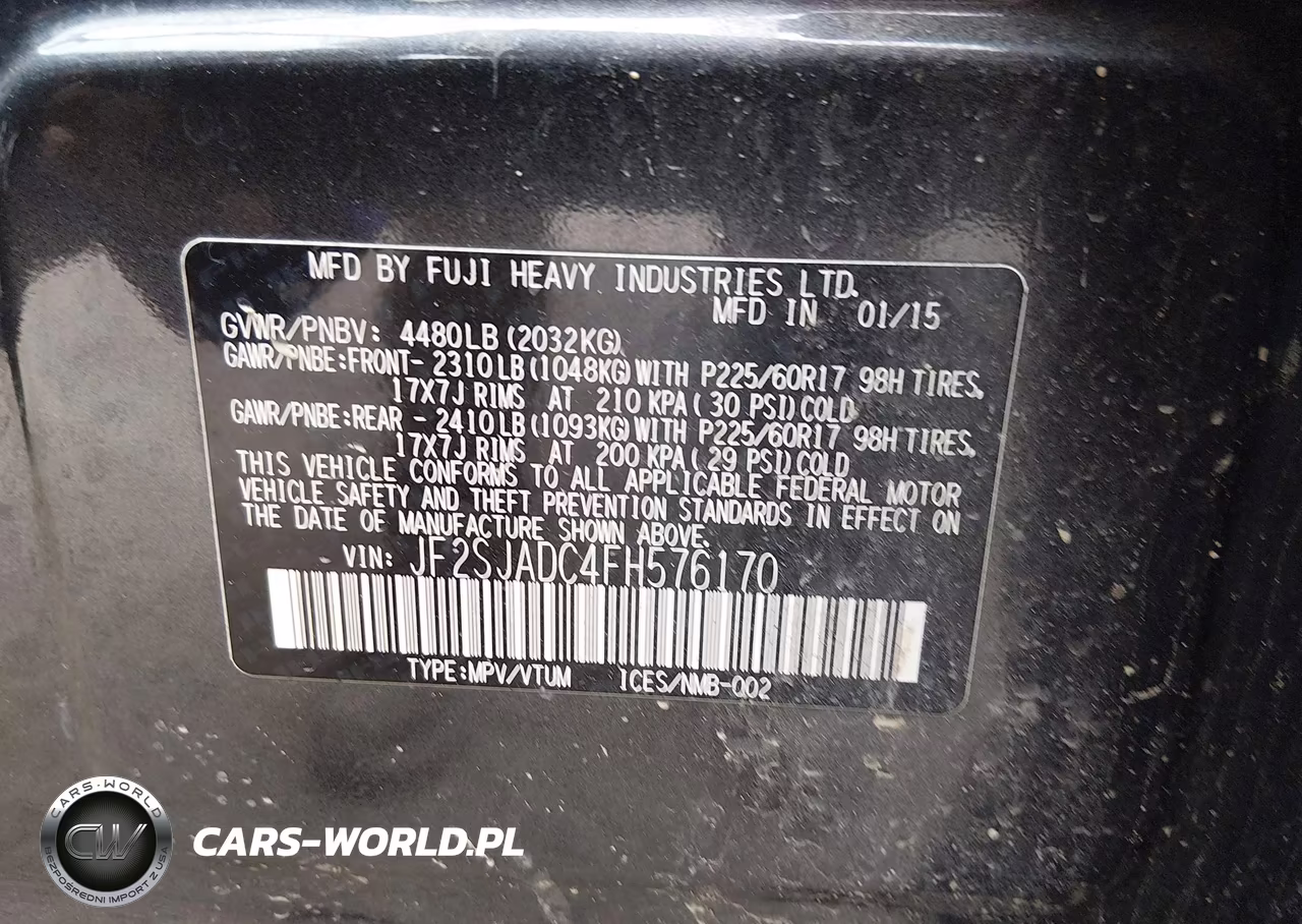 2015 Subaru Forester 2.5I Premium VIN:JF2SJADC4FH576170 - 9