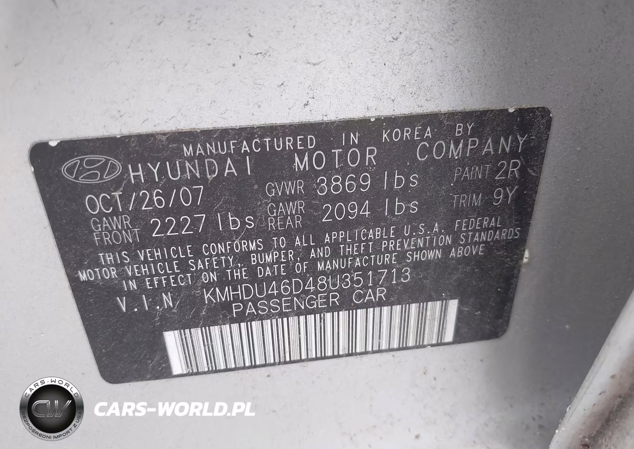 2008 Hyundai Elantra Gls-Se VIN:KMHDU46D48U351713 - 9
