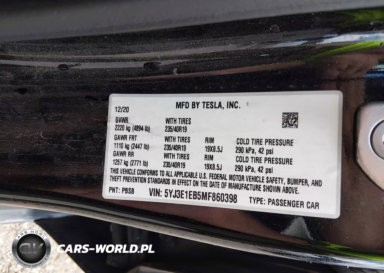 2021 Tesla Model 3 Long Range VIN:5YJ3E1EB5MF860398 - 9