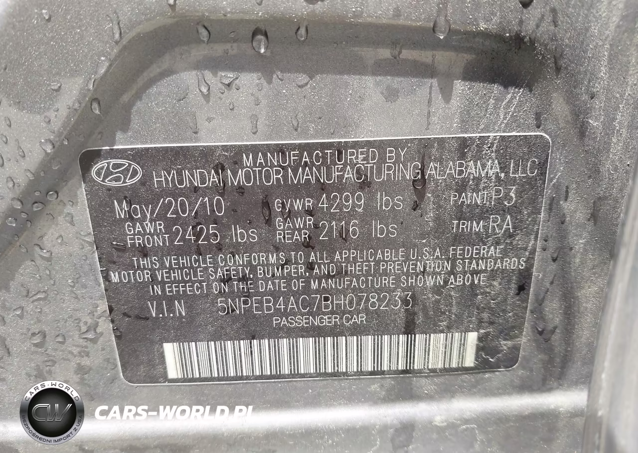 2011 Hyundai Sonata Gls VIN:5NPEB4AC7BH078233 - 9