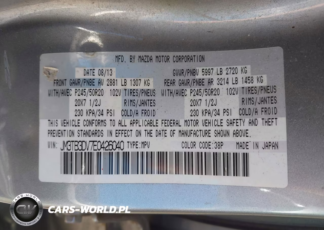 2014 Mazda Cx-9 Grand Touring VIN:JM3TB3DV7E0426040 - 9