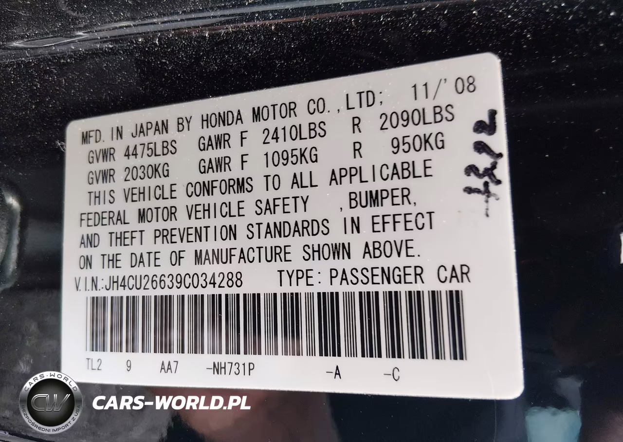 2009 Acura Tsx VIN:JH4CU26639C034288 - 9