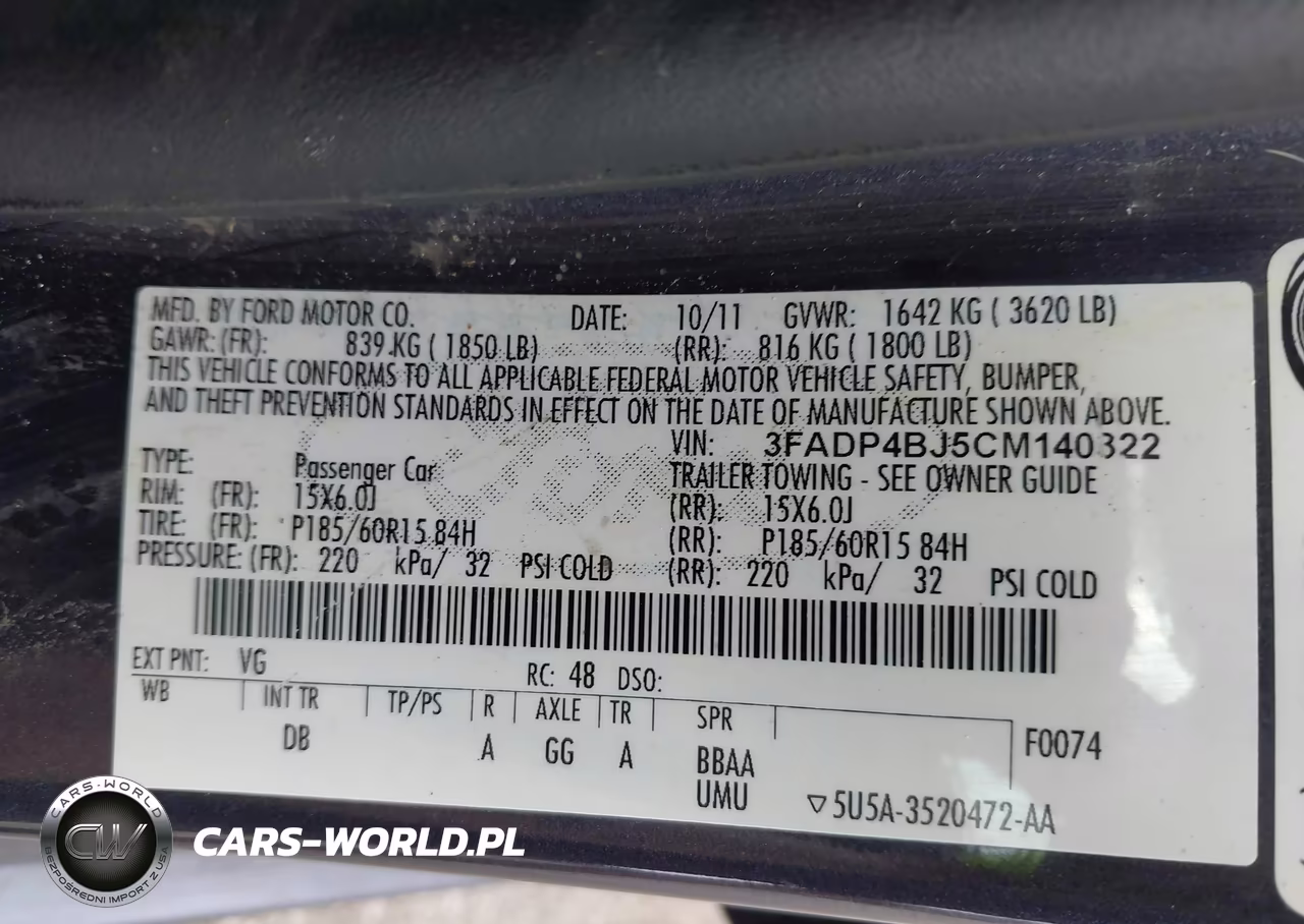 2012 Ford Fiesta Se VIN:3FADP4BJ5CM140322 - 9