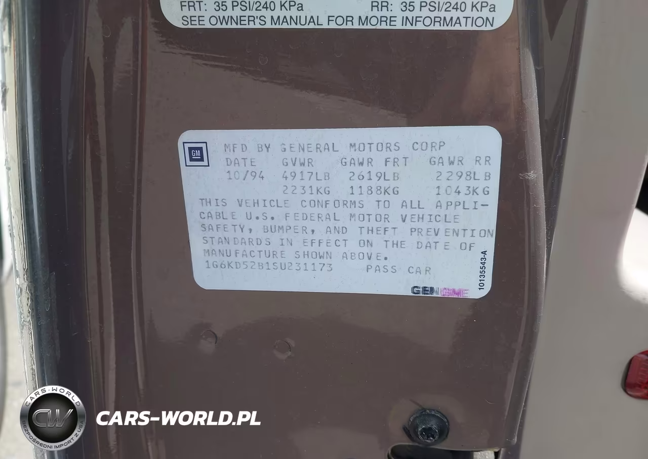 1995 Cadillac Deville VIN:1G6KD52B1SU231173 - 9